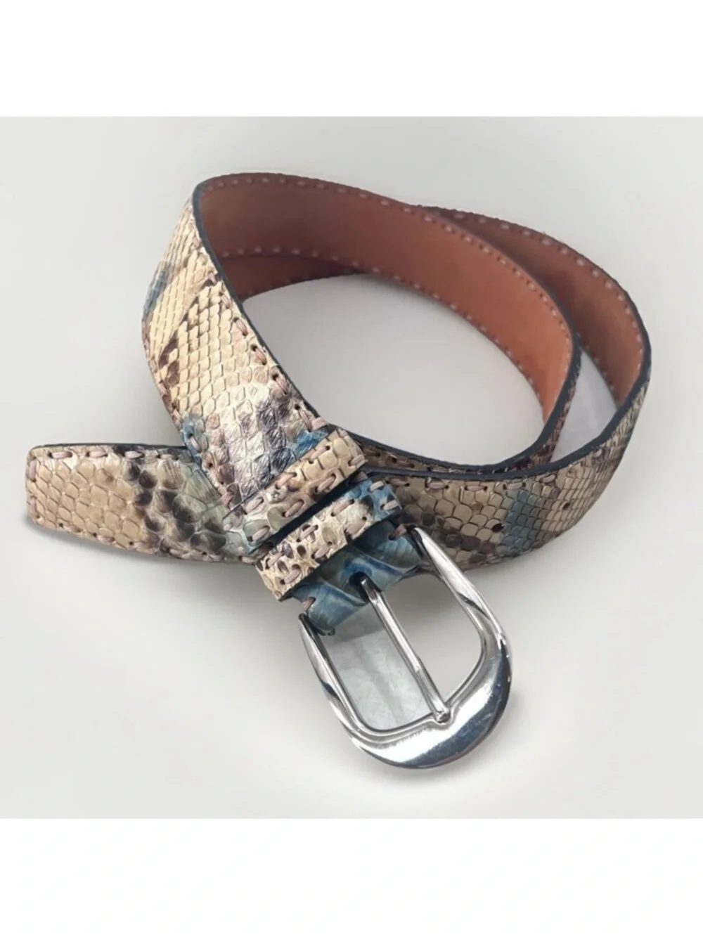 Kashani Genuine Python Snakeskin Leather Belt Mens Size 40 Made in Italy